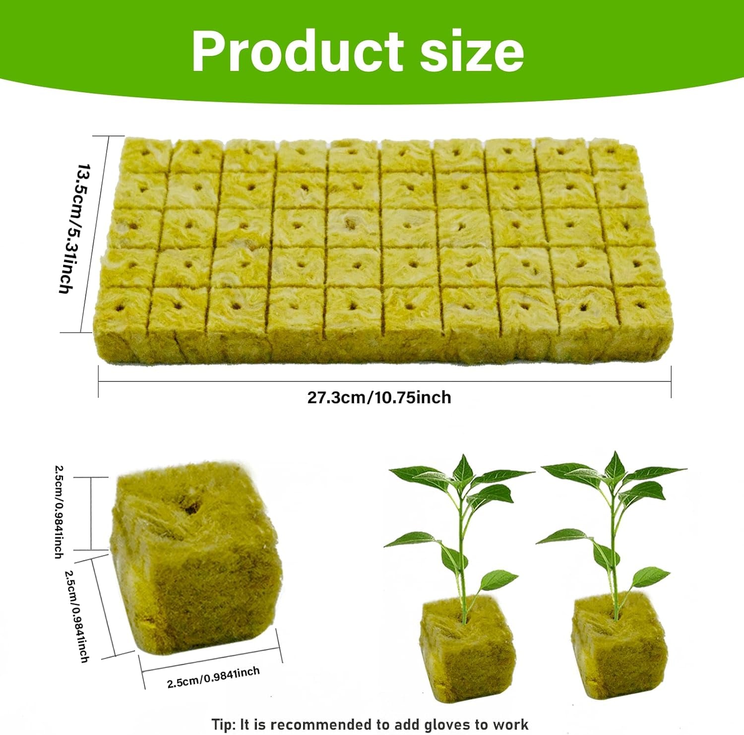 100 Stück Steinwolle Anzucht Würfel 2.5x2.5x2.5CM Rockwool Cube Anzuchtmatte Steinwolle Anbau Hydrokultur Umpflanzen für Bodenlose Anzucht Setzlinge Stecklinge Klonpflanzen