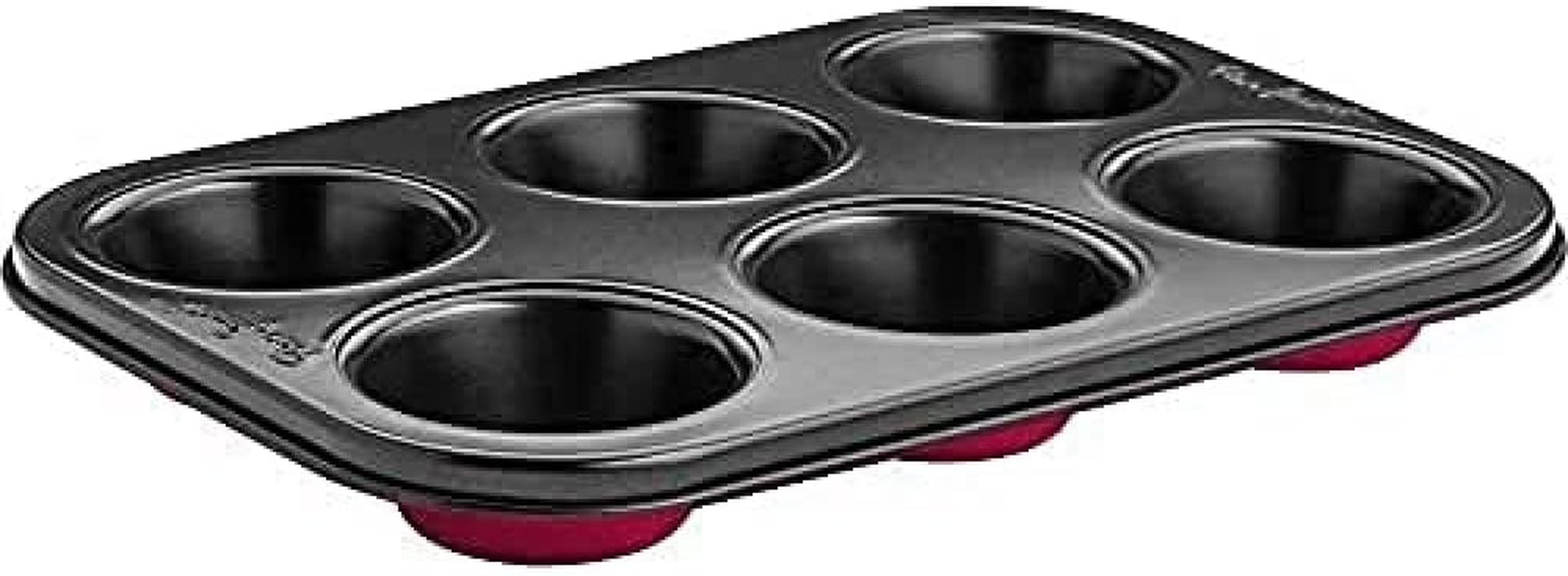 LT3072 Baking tray for 6 muffins, steel, black with red base Molds and baking trays Naty Shop