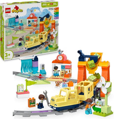 LEGO DUPLO Town Large Interactive Railway, jucărie de construcție pentru copii mici de la 3 ani, locomotivă Push & Go cu lumini și sunete, piese pentru șine, jucărie educativă pentru preșcolari 10428 Seturi de constructie Besuche den LEGO-Store Titlu implicit