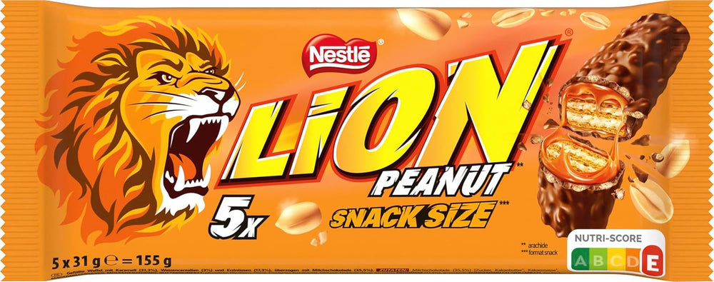 Milk Chocolate Covered Peanut Chocolate Bar, Delicious Caramel Filling, Peanuts and Crispy Wafer, Bulk Candy Pack, 1 Pack (5 x 31g)