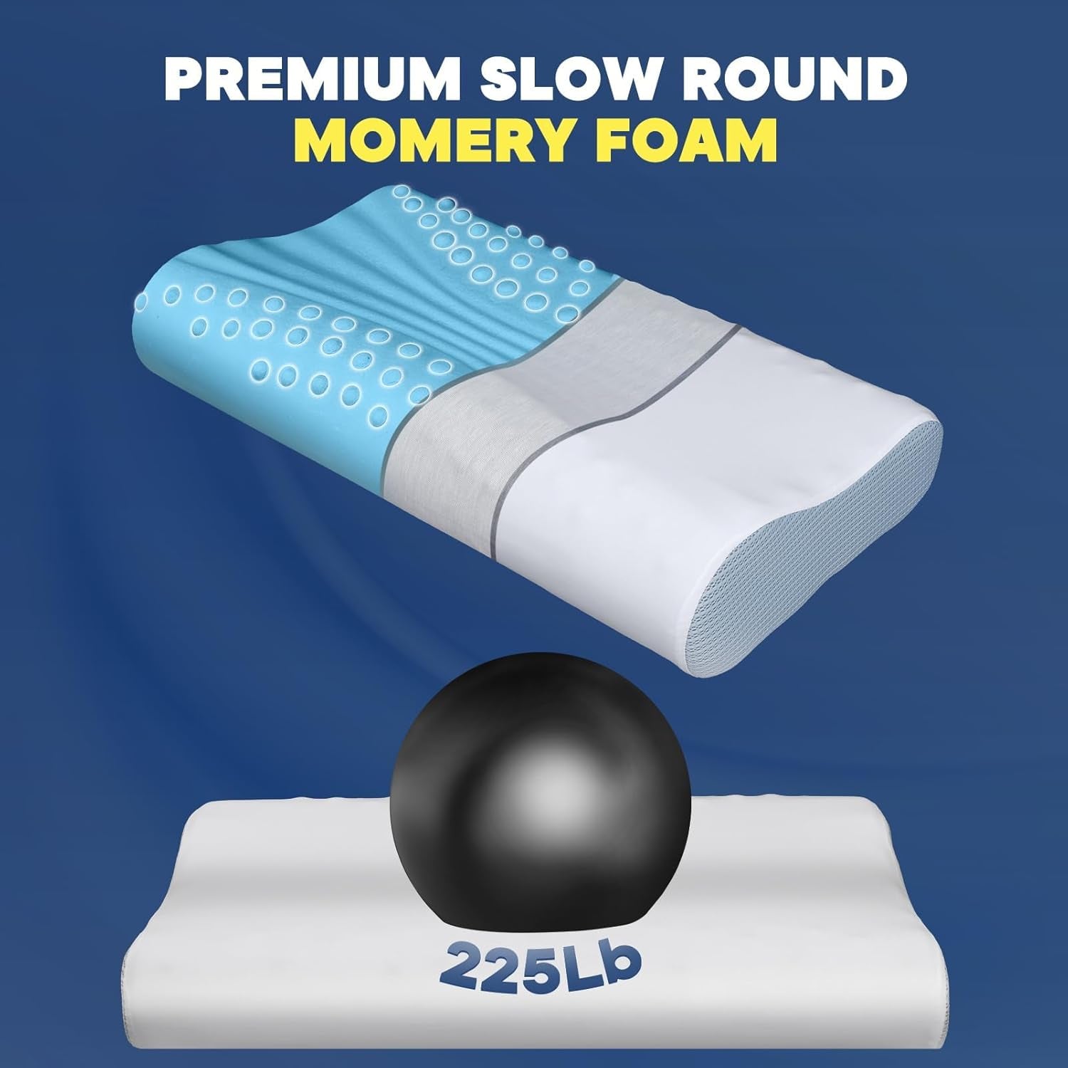 Pernă de gât de răcire pentru ameliorarea durerii de gât, perne din spumă de memorie pentru dormit, pernă cervicală pentru dureri de gât și umăr, pernă de pat ergonomică pernă de susținere a gâtului pentru cei care dorm pe partea din spate a stomacului Perne ortopedice cervicale Naty Shop