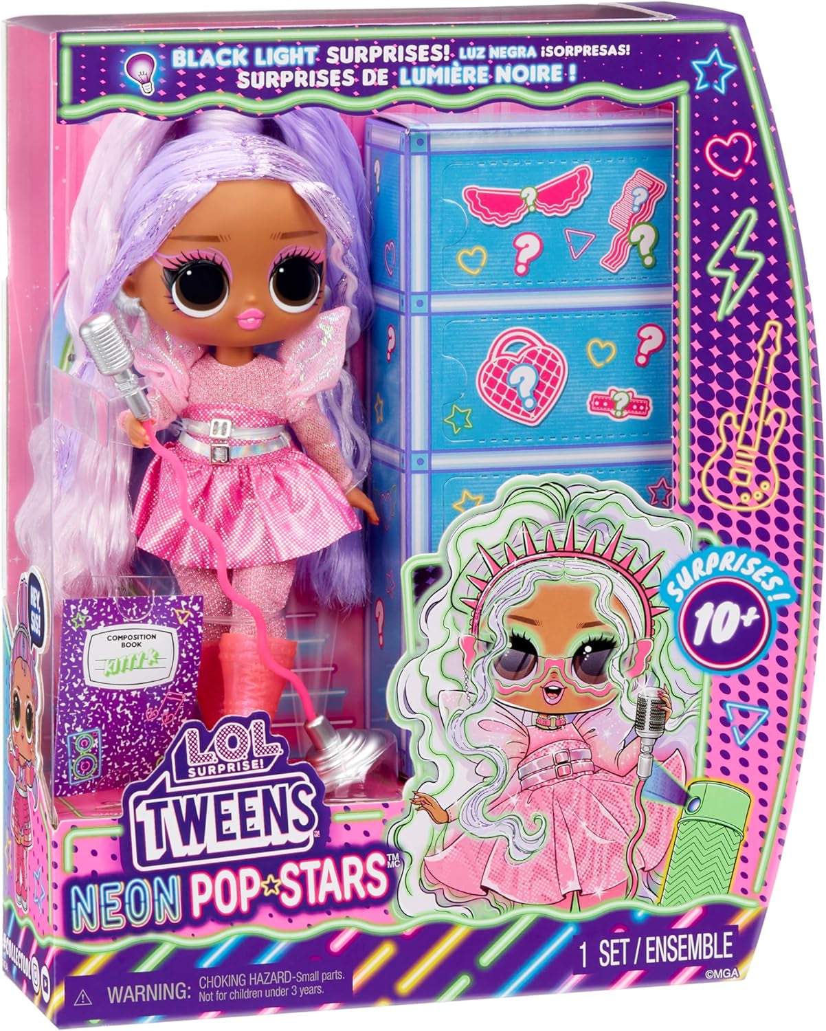 L.O.L. Surprise! Tweens Neon Pop Stars - Kitty K - 1 fashion doll with backlit surprises and 10+ Pop Star outfits and accessories, including retro micro-bands, gift for children 4+ Naty Shop Dolls