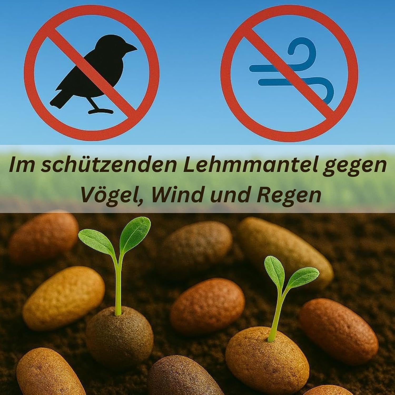 Flower seeds in a protective clay coating for bees and butterflies, 400g. Mixture of perennial and winter-hardy wild flowers for 20 m². Beautiful wildflower seeds for a colorful bee pasture. Gift for children.