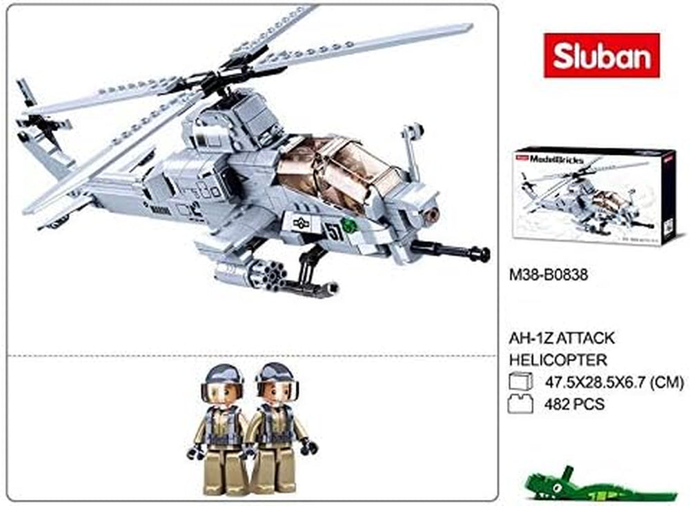 Kampfhelikopter IV (482 Teile) [M38-B0838], Spielset, Klemmbausteine, Soldaten, mit Spielfigur, Army, bunt, Sluban Klemmbausteine ​​SL95708