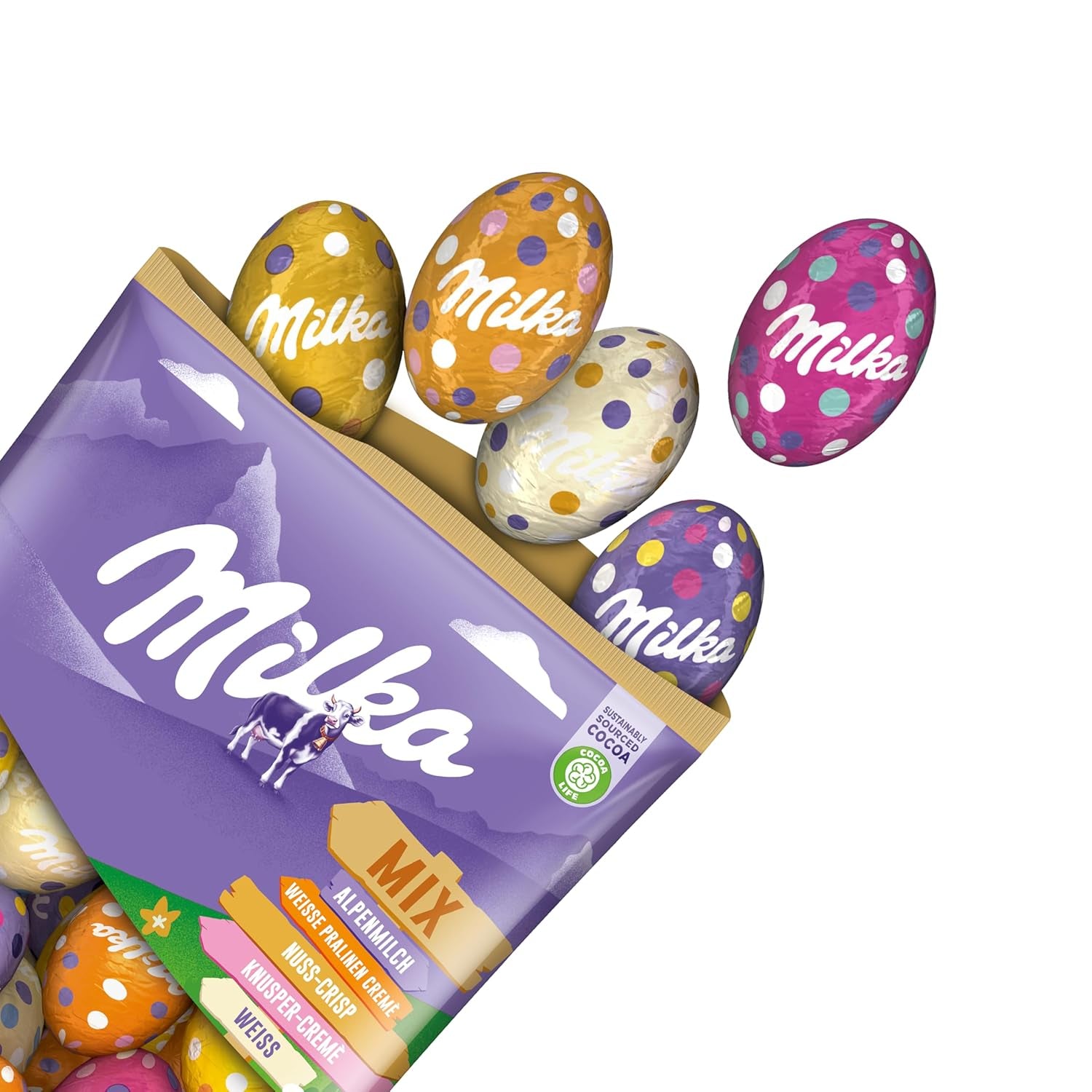 Mix for Milka eggs - Colorful mix of filled chocolate eggs for Easter, in five variants - 350g