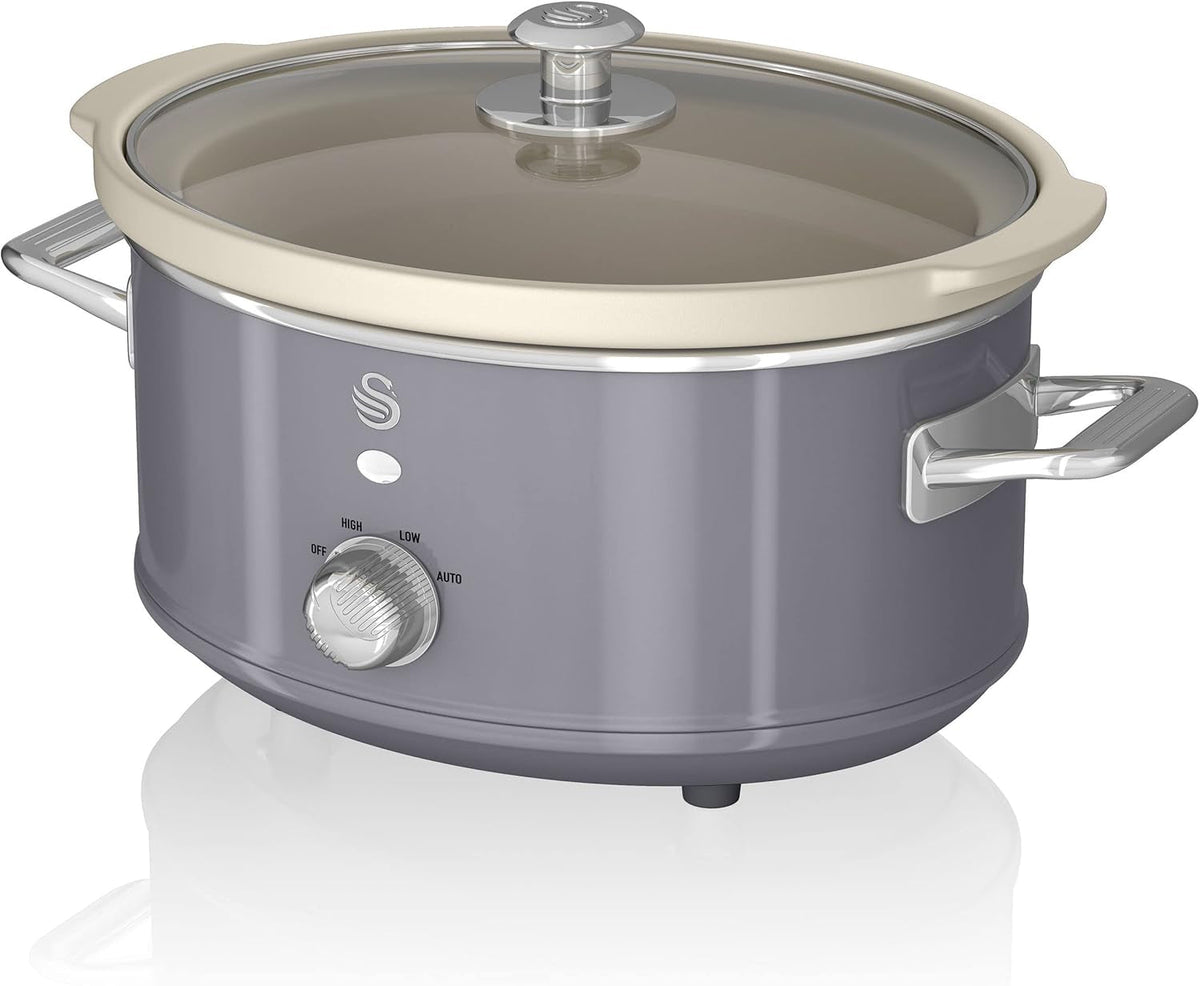 Swan Retro SF17021GRNEW Slow Cooker 3.5 liters, 200 W Slow Cooker Naty Shop Gray