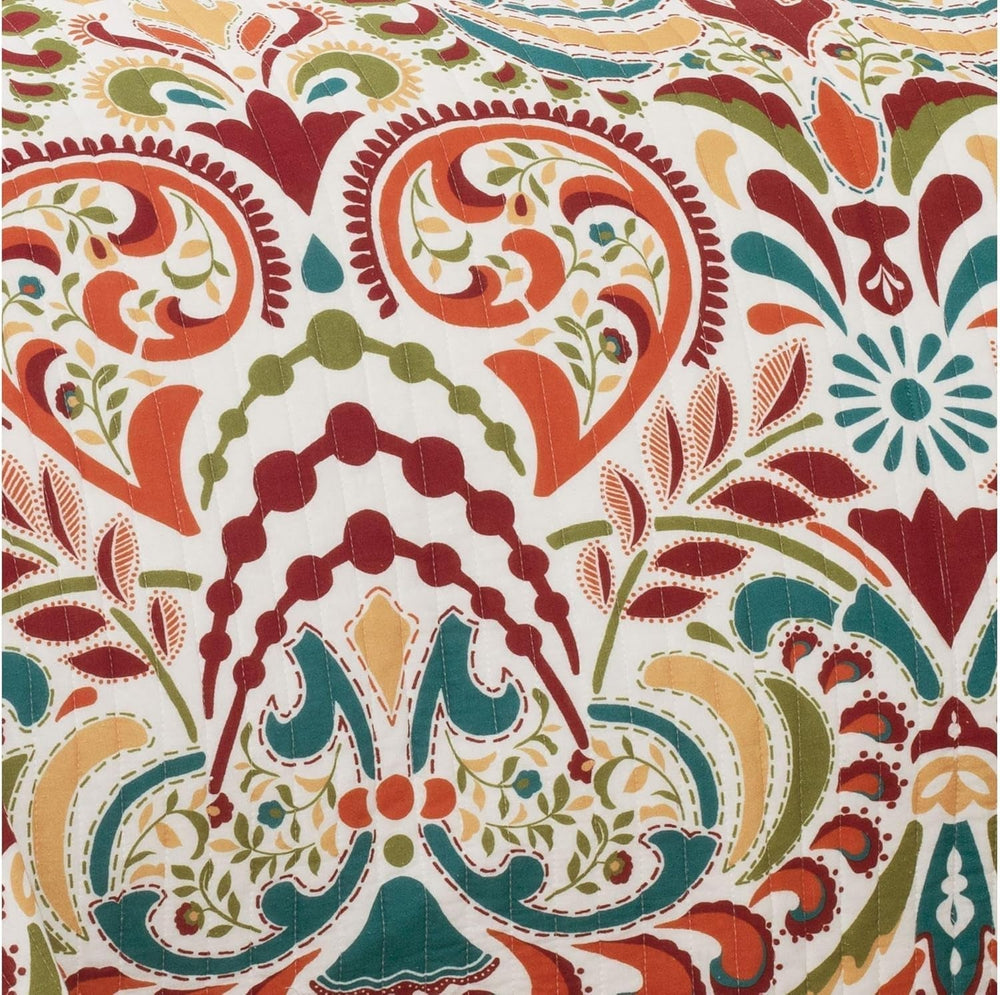 Lush Decor Clara quilt, cotton, turquoise and tangerine, Full/Queen Duvets and quilts Naty Shop