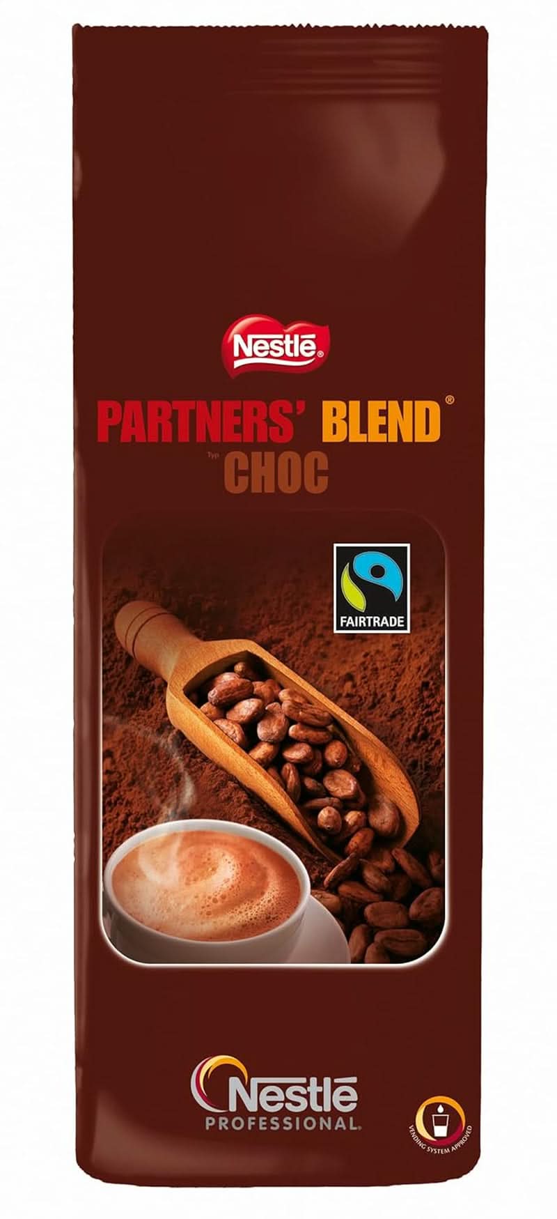 NESTLÉ Partners' Blend Type Choc, Cocoa Beverage Powder for Vending Machines, 1 Pack (1 Bag X 1kg) Cocoa and Hot Chocolate Naty Shop
