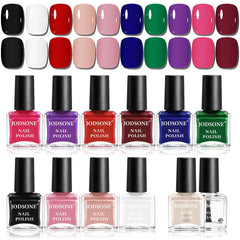 JODSONE 12 Piece Nail Polish Set 10 Colors Combination 2 Base Coats and Top Coat Quick Dry Nail Polish for Amateurs and Beginners