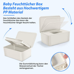 Wet Wipes Box with Lid, Wet Wipes Box, Baby Wet Wipes Dispenser, Waterproof and Sealed Storage Box, Wet Wipes Dispenser for Bathroom, Kitchen, White