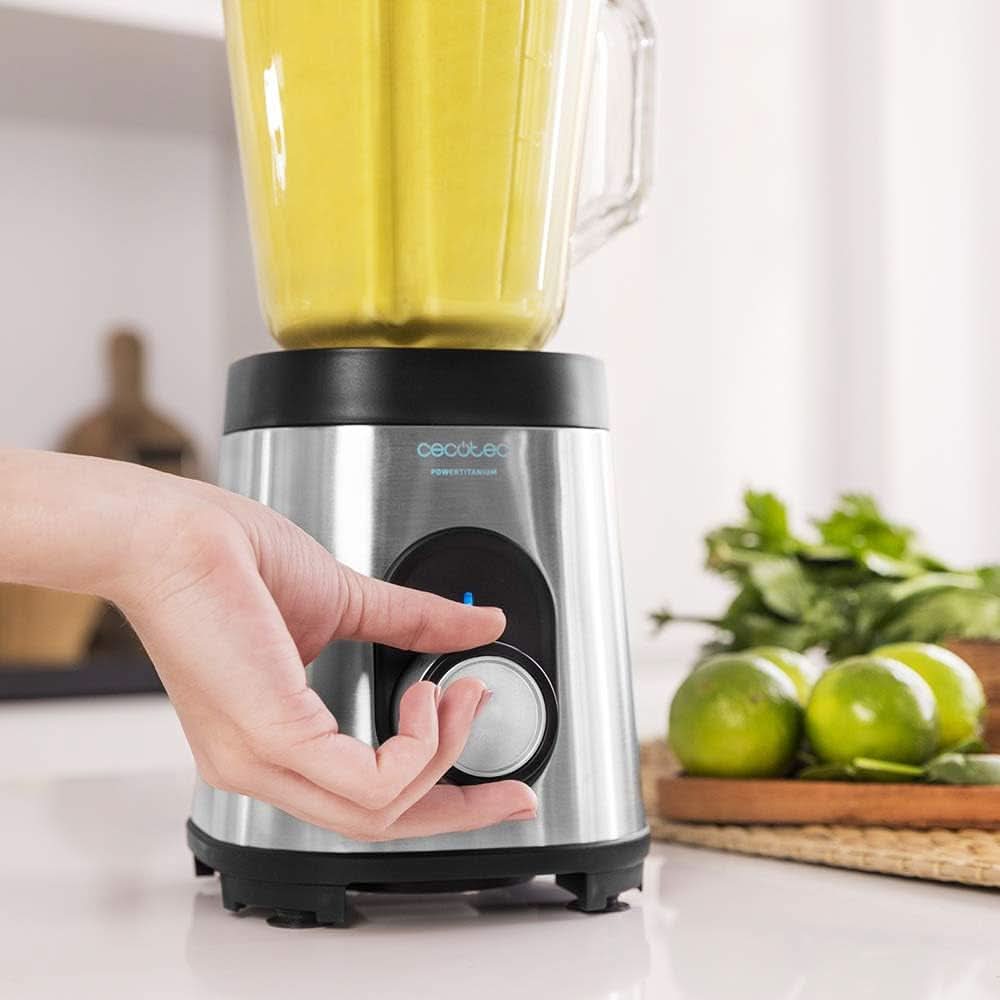 Cecotec Mixer Glas Power Schwarz Titan 1000 INOX. 1000 W, Edelstahlgehäuse, 6-Blatt-Blatt Mit Schwarzer Titanbeschichtung, 1.5-L-Glaskrug, 5 Geschwindigkeiten [Energieeffizienzklasse a +] Kitchen Naty Shop