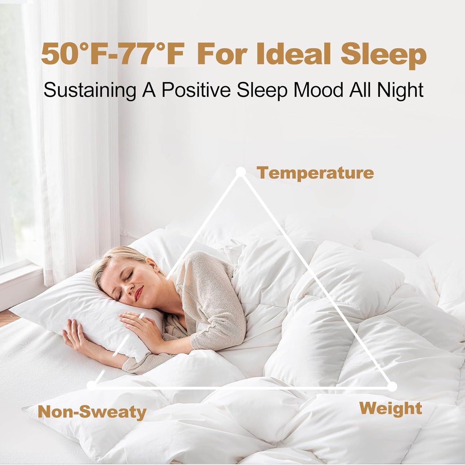 Downaero™ Plapumă cu puf de gâscă pentru paturi King Size, 100% bumbac satinat egiptean, 900 putere de umplere, căldură medie, pentru toate anotimpurile, alb Plapumi si pilote Naty Shop