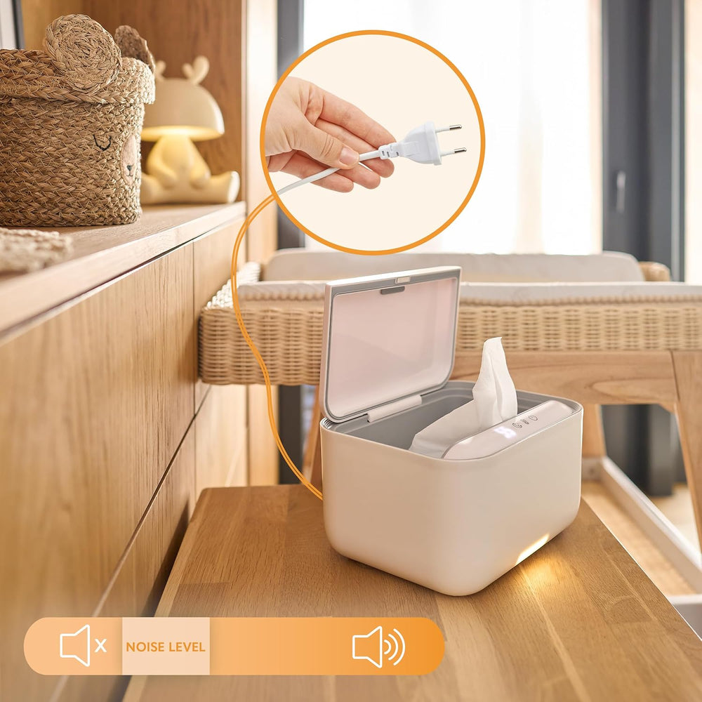 Lionelo BABYBLISS 20W Warmer for wet wipes and small towels, 20W for babies, built-in night light, 3 heat settings, touch panel, keeps the wipes moist