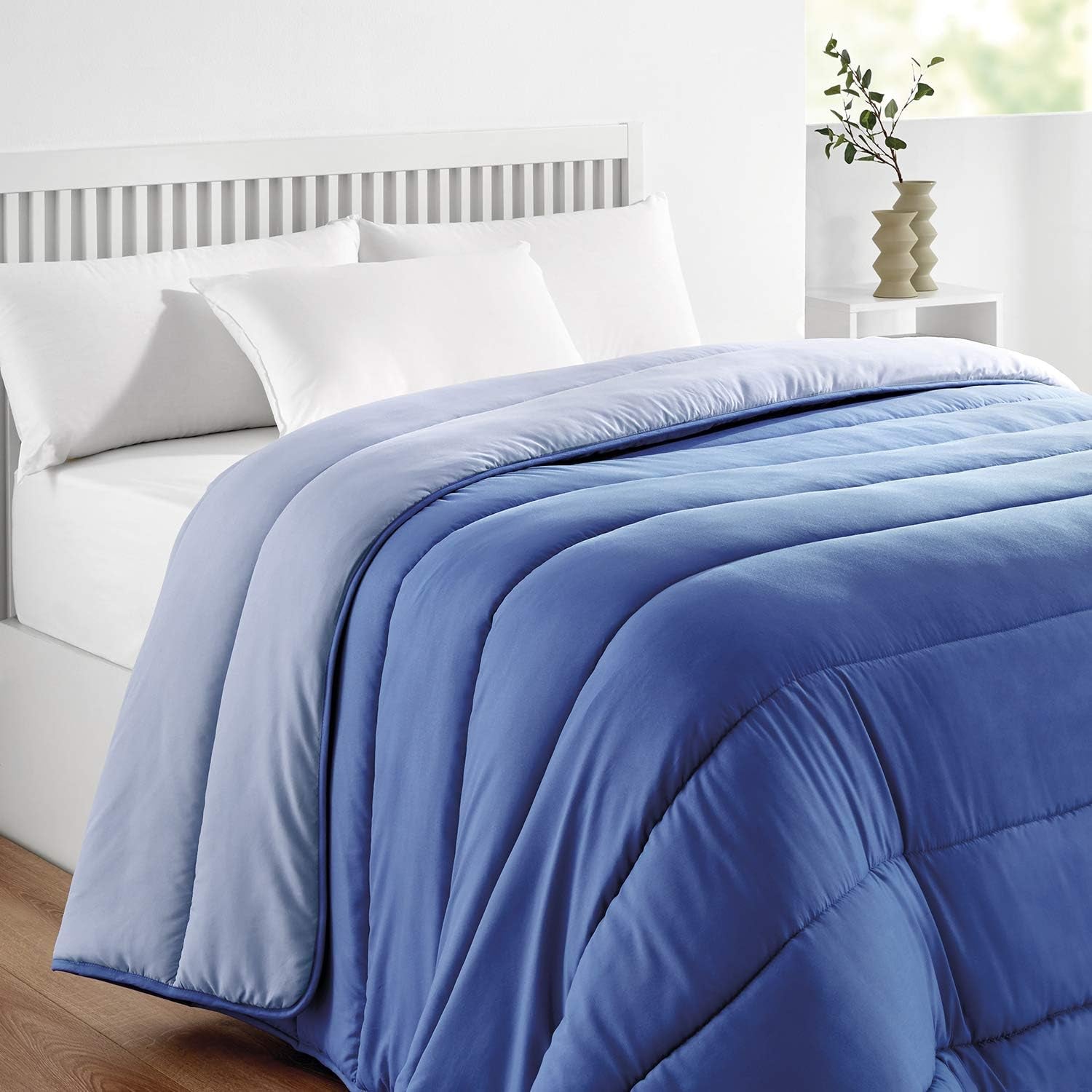 Pikolin Home - Reversible duvet 300 G - Two-tone Nordic filling - For bed 100/105 - Feather filled, Warm, Breathable, Light grey/natural grey, 180 X 220 Cm Duvets and quilts Naty Shop