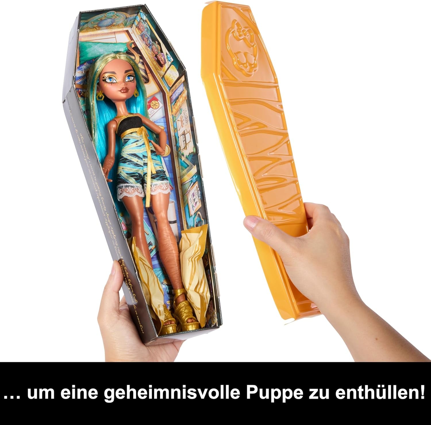 Monster High Buried-Secrets-Puppen und Zubehör, Halbjahresgraus-Thema mit geheimnisvoller Puppe und 5 Überraschungen beim Auspacken (Figuren können variieren.), HYV64