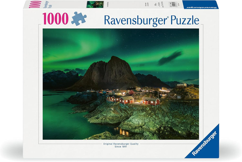 Ravensburger Puzzle 12000357 1000 piese - Aurora Boreală Norvegia, Luminile Nordului peste Hamnoy - Puzzle pentru adulți și copii de la 14 ani, Puzzle cu motive norvegiene, [Exclusiv la Amazon] Puzzle Naty Shop