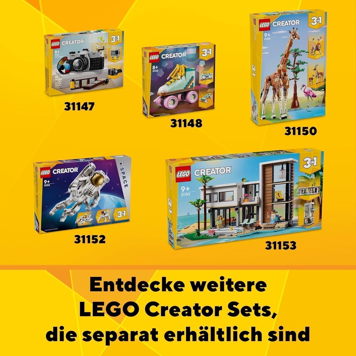 LEGO Creator Modern House, set 3 în 1 pentru a converti într-o casă de oraș sau o cabană în pădure, model de casă, idee de cadou pentru băieți și fete de la 9 ani, jucărie educativă 31153 Seturi de constructie Besuche den LEGO-Store