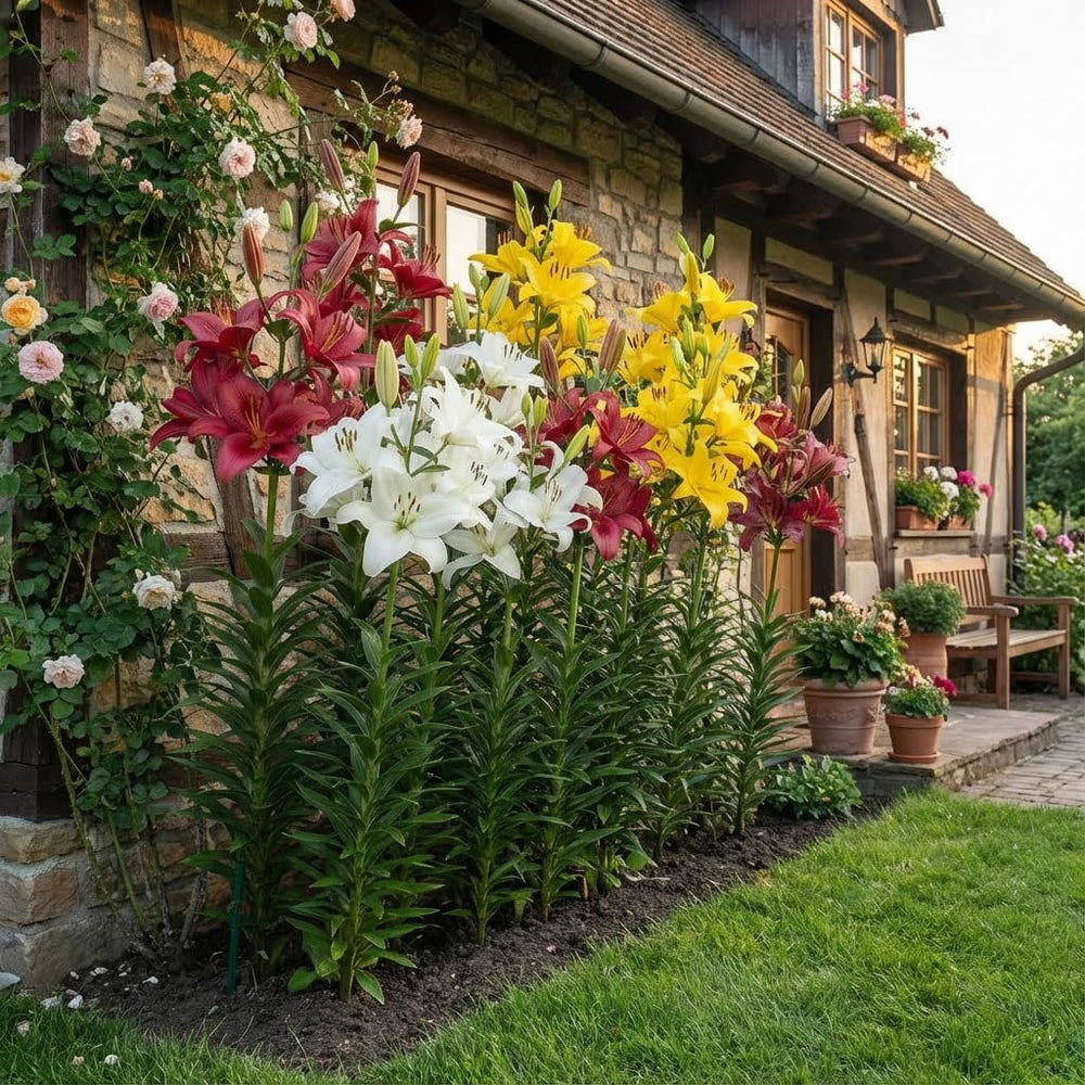 Collection of Giant Lily Bulbs (15 Flower Bulbs), 5 Fragrant Varieties, 5 of Each Color, Dutch Hardy Perennial Mix for the Garden (Large Bulbs, Seedless)