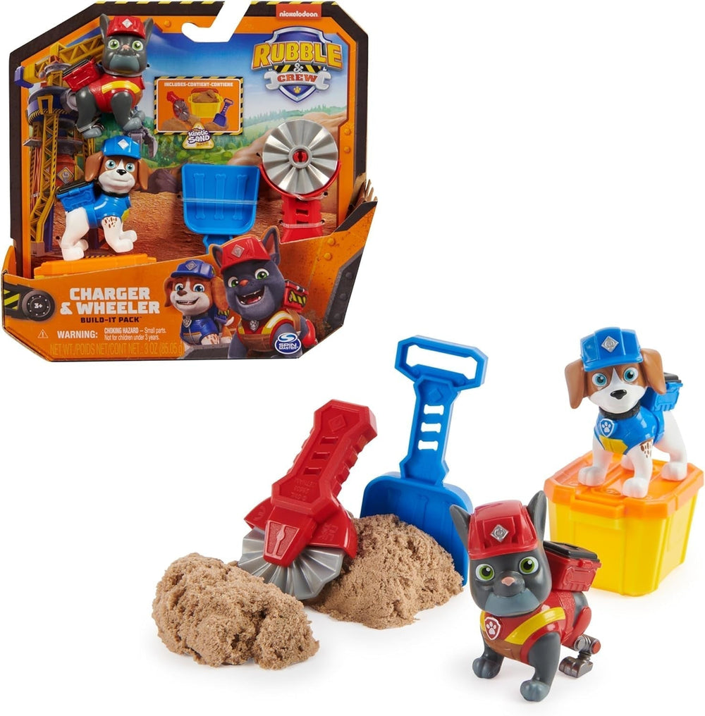 Rubble & Crew - Rubble & Mix Figure Action Figures Set, 2 Building Toys and 85G Kinetic Building Sand, Toy Suitable for Kids 3 Years and Up Action Figures Naty Shop Charger Wheeler