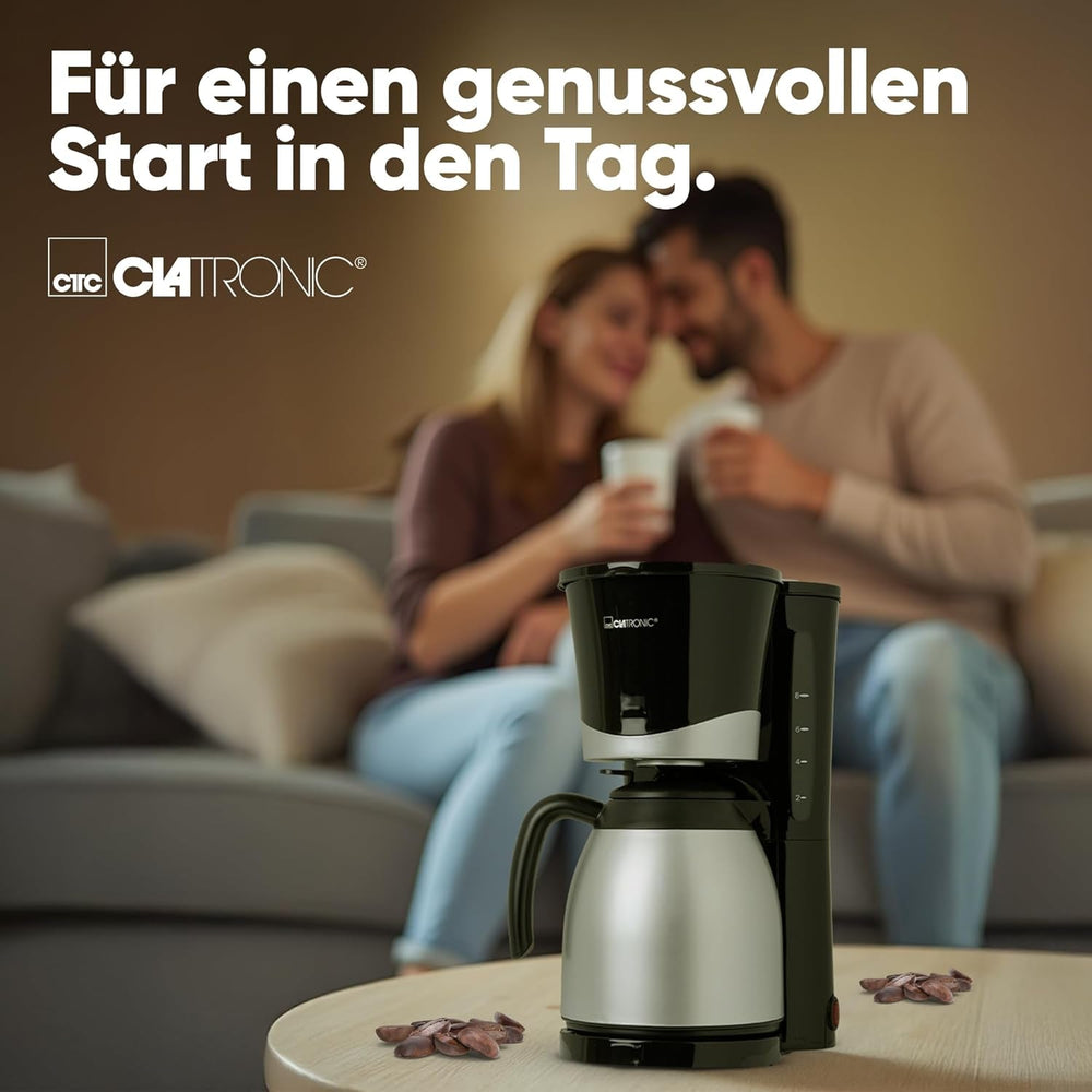 Cafetieră Clatronic® cu termos | pentru 8-10 cești de cafea | fără pierderi de temperatură | cafetieră cu filtru | 1 litru | Espressor | Cafetieră cu filtru cu termos | KA 3327 negru