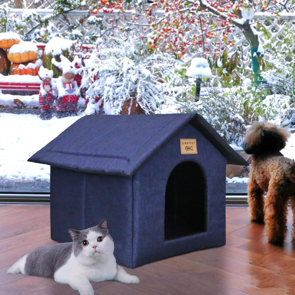 Katzenhaus Für Draußen Winterfest Wasserdicht Wetterfester Katzenhöhle Haustierhaus mit Katzenmatte Warm Hundehöhle Waschbar Hundehaus Tierheim Für Streuner Haustiere 45x40x45