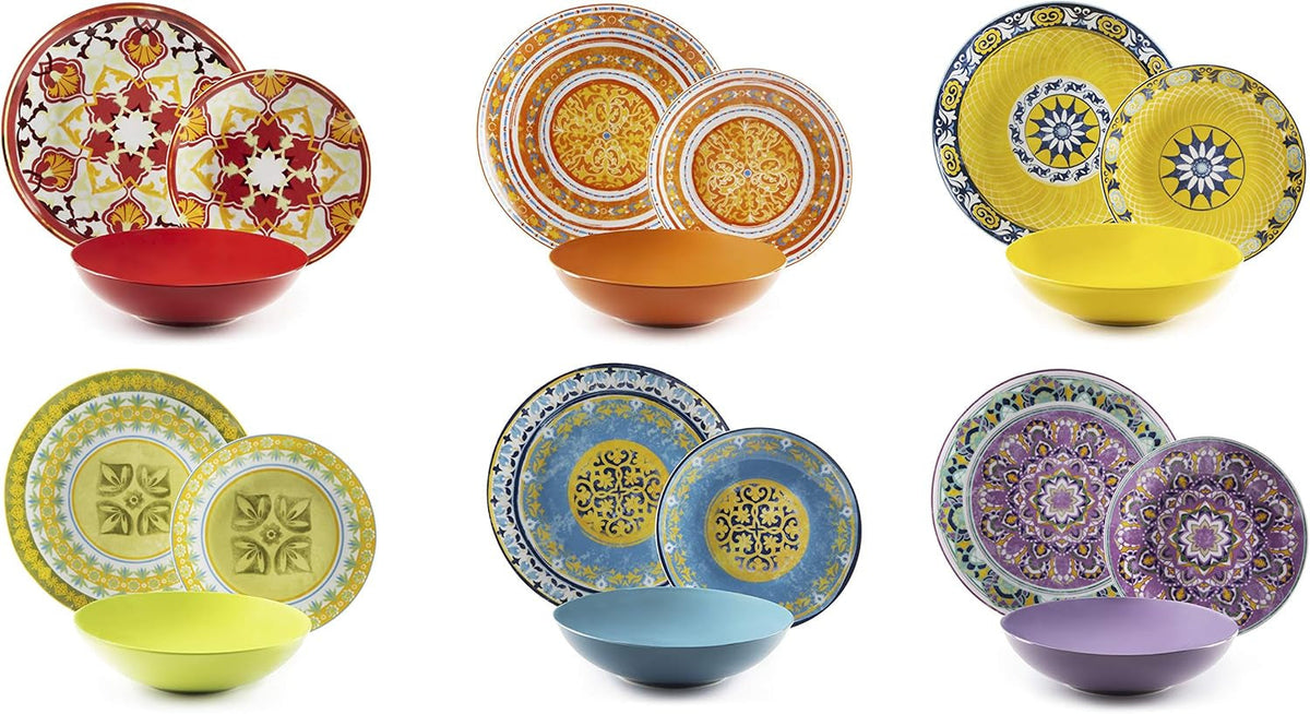 Set de veselă Excelsa ETNO Chic, porțelan, multicolor, 21 piese