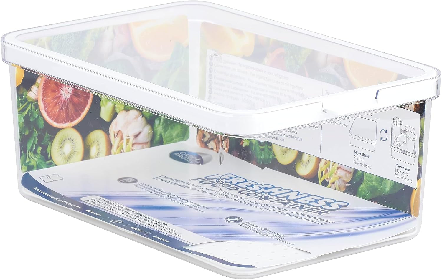 CARE + PROTECT Recipient inteligent pentru alimente, perfect stivuibil, organizator pentru frigider, protejează alimentele de umiditate, păstrează alimentele proaspete mai mult timp, 2,15 l Cutii depozitare alimente Naty Shop 4,65 L