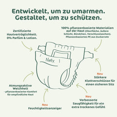 Naty BioEmbrace Baby Diapers, Size 3 (4–9 kg) | 100% plant-based materials, gentle on the skin | Breathable softness, dermatologically tested, excellent absorption | 100 pcs.