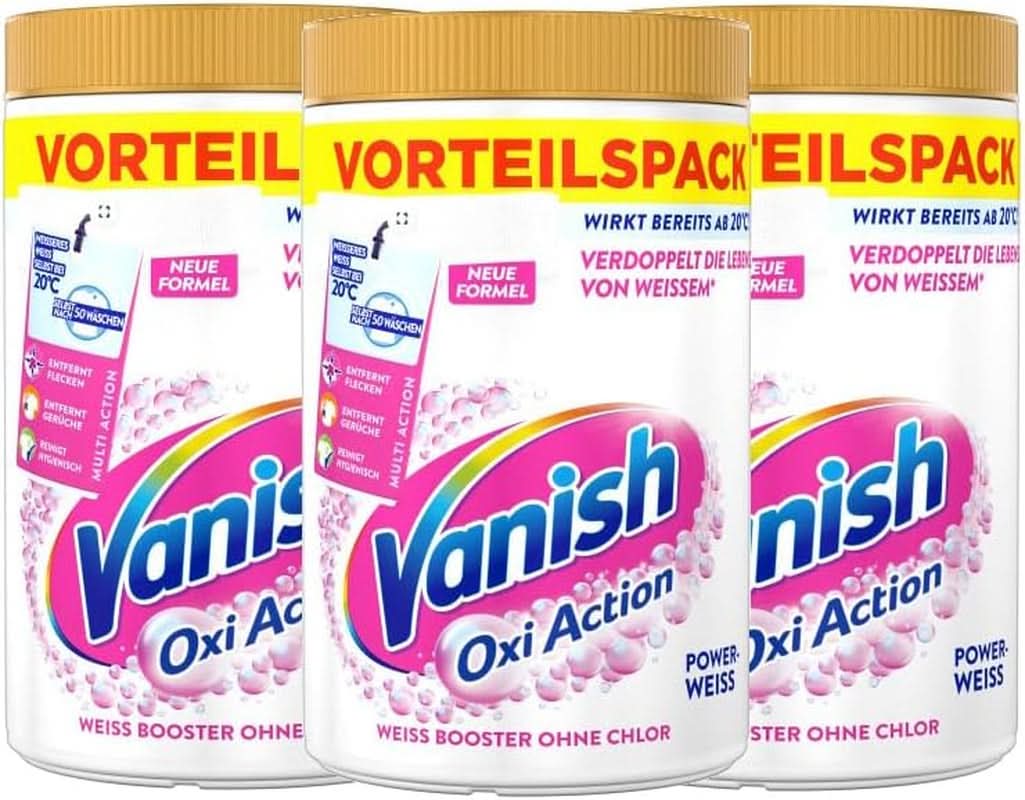 Vanish Oxi Action Powerwhite Powder - 1 X 1.125 Kg - chlorine-free stain remover and laundry improvement powder - for white laundry