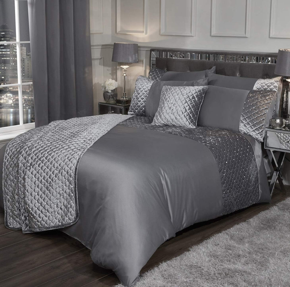 Emma Barclay Glamor bedding set for double bed, mink, polyester, cream Beds and Duvets Emma Barclay Gray Double bed