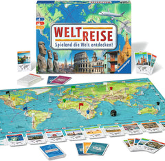 Ravensburger Family Game 26888 - World Tour - Classic for families, ages 8 and up - Party game, world travel, board game for up to 6 players - 170+ cities
