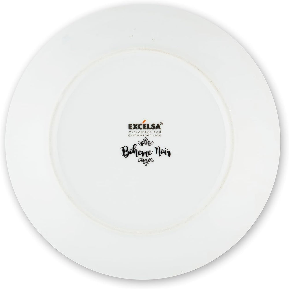 Excelsa Boheme Noir Teller-Set, 18-teilig, Porzellan, Schwarz