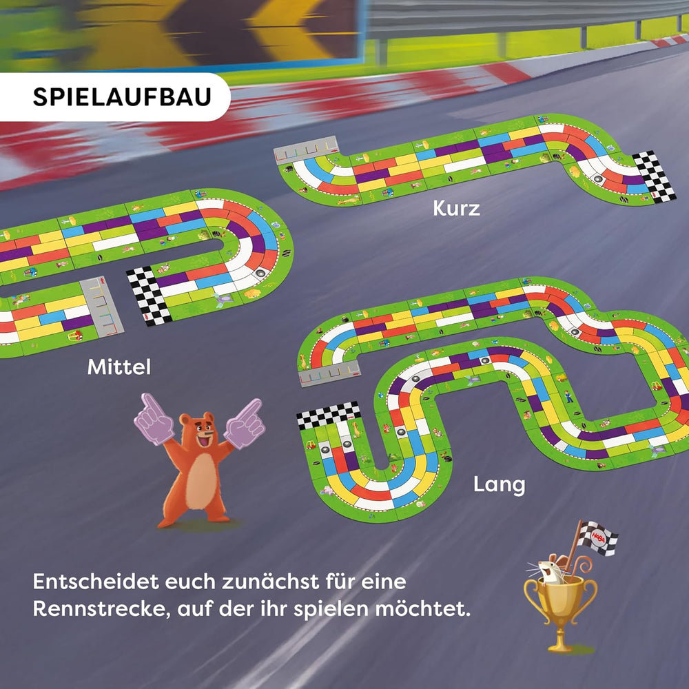 HABA Monza - Fast Board Game and Car Racing Game for Kids 5+ - With 6 Colorful Wooden Cars and Colorful Dice - 2012226001