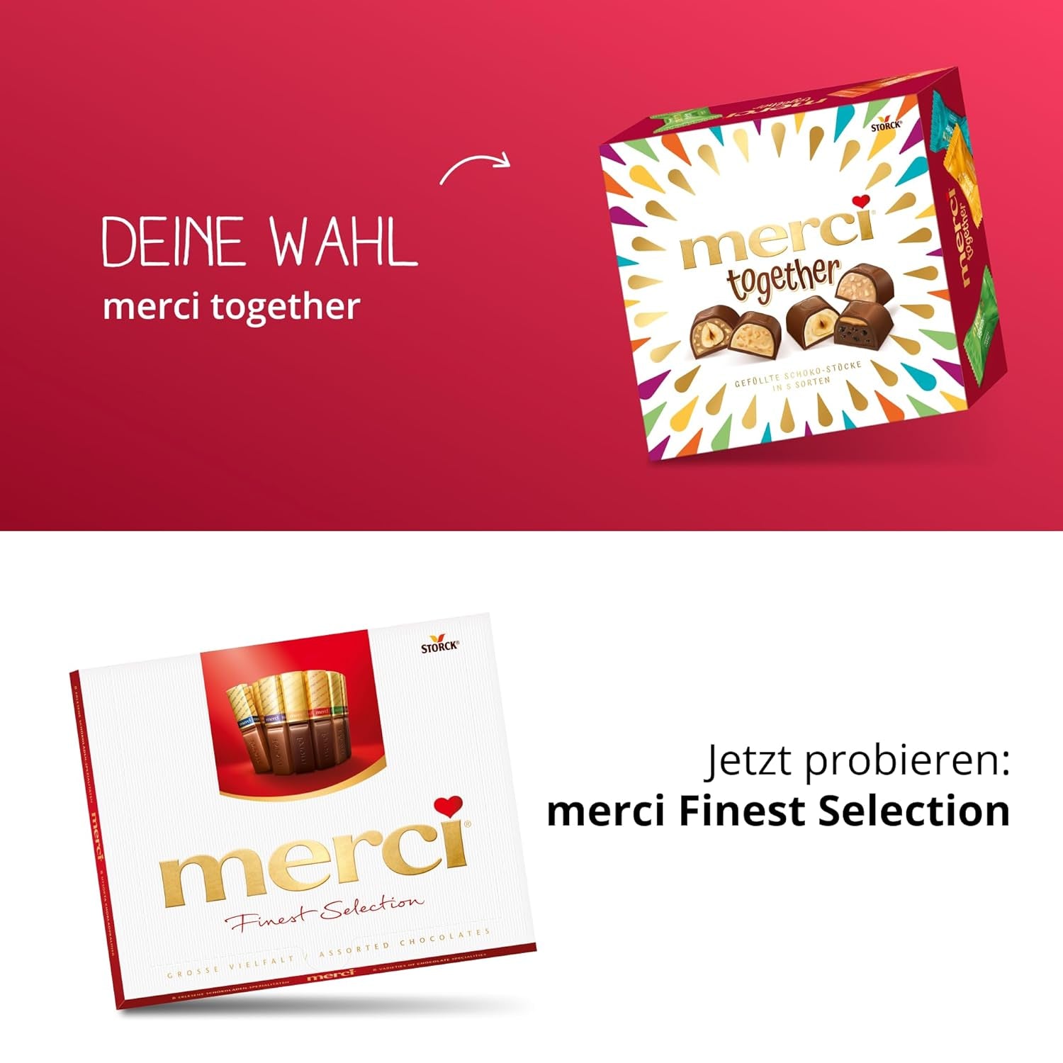 Merci Together - 1 x 175g - Filled chocolates in five varieties with fine milk chocolate - Chocolate pralines to share and give as gifts
