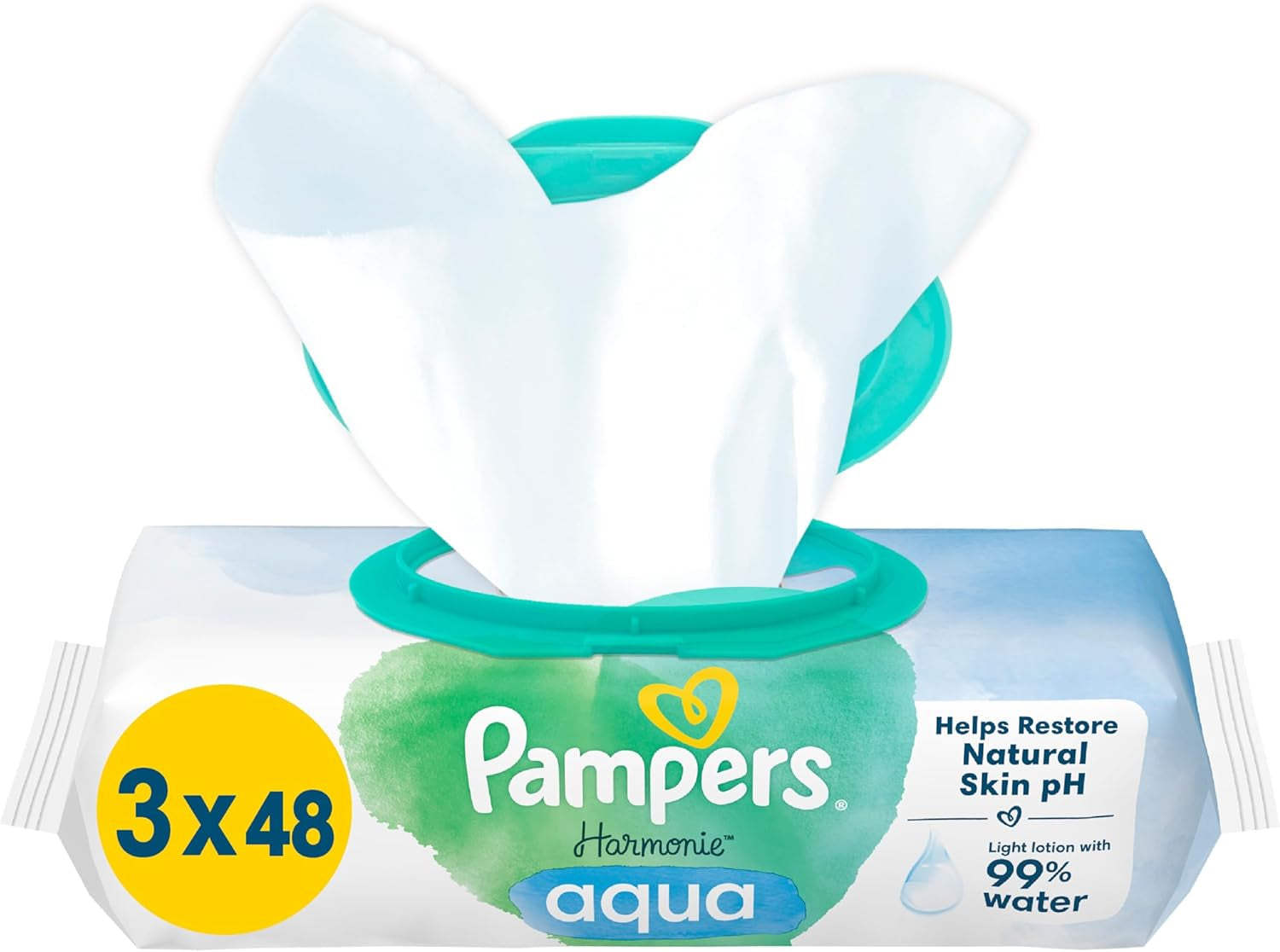 Pampers Harmonie Protect & Care wet wipes, 18 packs of 44 wipes each = 792 wipes that help restore the skin's natural pH balance