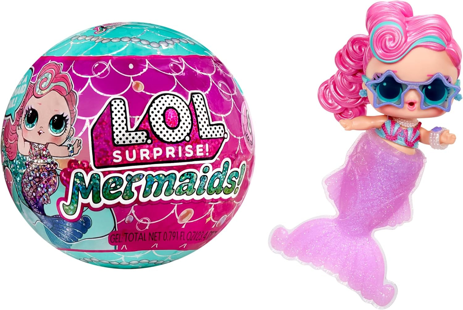 L.O.L. Surprise! Mermaids Tots - Mini păpuși la modă cu cozi care își schimbă culoarea - Potrivit pentru colecționari, fete și băieți cu vârsta de 4 ani și peste Papusi Naty Shop Titlu implicit
