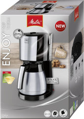 Melitta Enjoy Top Therm – Espressor cu filtru și carafă termică din oțel inoxidabil, pentru până la 10 cești de cafea, negru/oțel inoxidabil