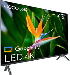 Televizor inteligent Cecotec - televizor LED de 43 de inci, rezoluție 4K UHD - seria A4 ALU40043S. Google TV, HDMI 2.1, USB 3.0, HDR10, 16 GB ROM, asistent vocal Google, Chromecast, Dolby Audio