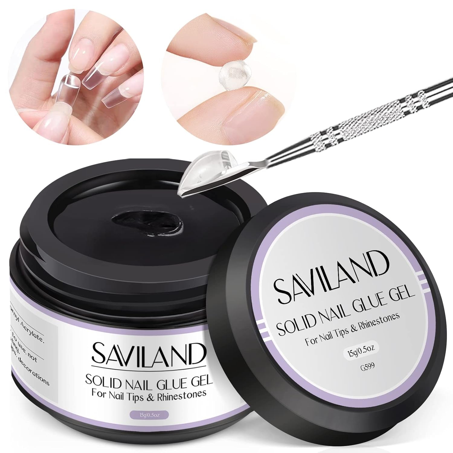 SAVILAND Fester Nagelkleber Gel: 30-Tage Lang Anhaltender Starker Nagelkleber Für Press on Nails Falsche Nagelspitzen 15Ml U V Nagelkleber 3D Gel-Nagelkunst-Kleber Für Verwendung Im Salon Zu Hause