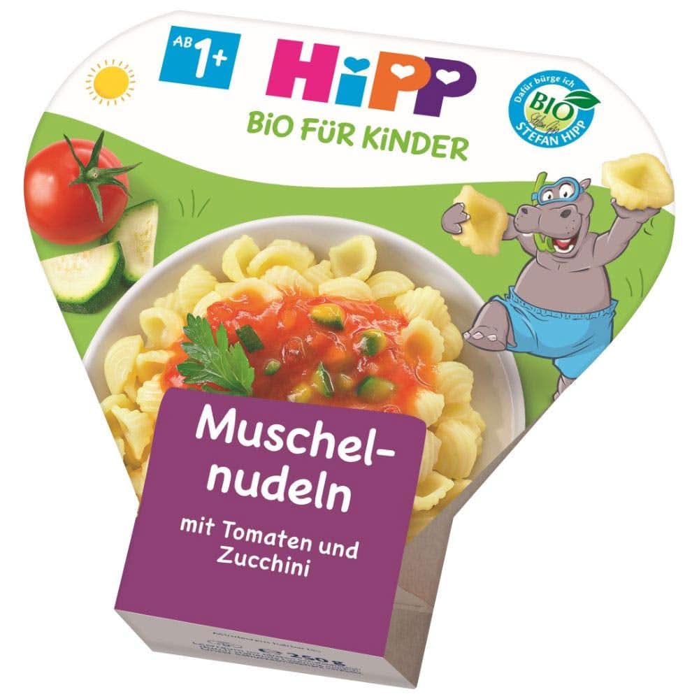 Hipp Shell pasta with tomatoes and organic zucchini, pack of 6 (6 x 250 g) Mother and Child Naty Shop