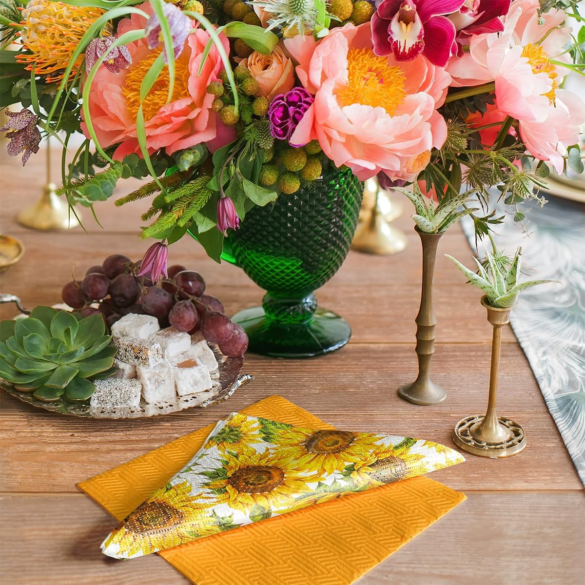 PAW - Șervețele 3 straturi (33 X 33 Cm) I 20 bucăți I Perfect pentru zile de naștere, petreceri, întâlniri I Decorațiuni de masă de toamnă I Șervețele de hârtie colorate - Floarea-soarelui Petale galbene I Floarea-soarelui dansatoare