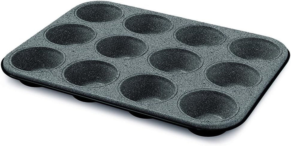 Blackstone Kuchenform 12 Muffins, Stahl, Schwarz/Grau Stein, 6 Einheiten Molds and baking trays Naty Shop 12 Muffins Line Blackstone