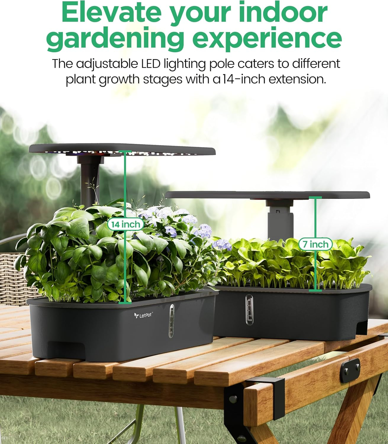 LPH-Air Hydroponic Grow Systems Kits WiFi Controlled by App 24W Smart Indoor Garden Grow Light Full Spectrum 10 Capsules Planter Indoor Gardening Gift Kit