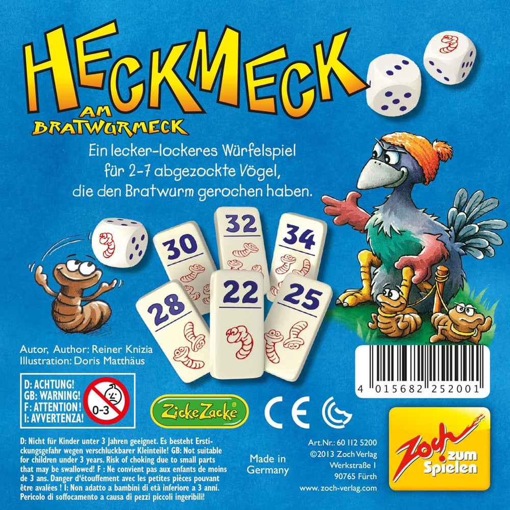 Zoch 601125200 – Heckmeck am Bratwurmeck – the turbulent dice game in the popular chicken frame for smart birds who have smelled the bratwurmeck worm, from 8 years