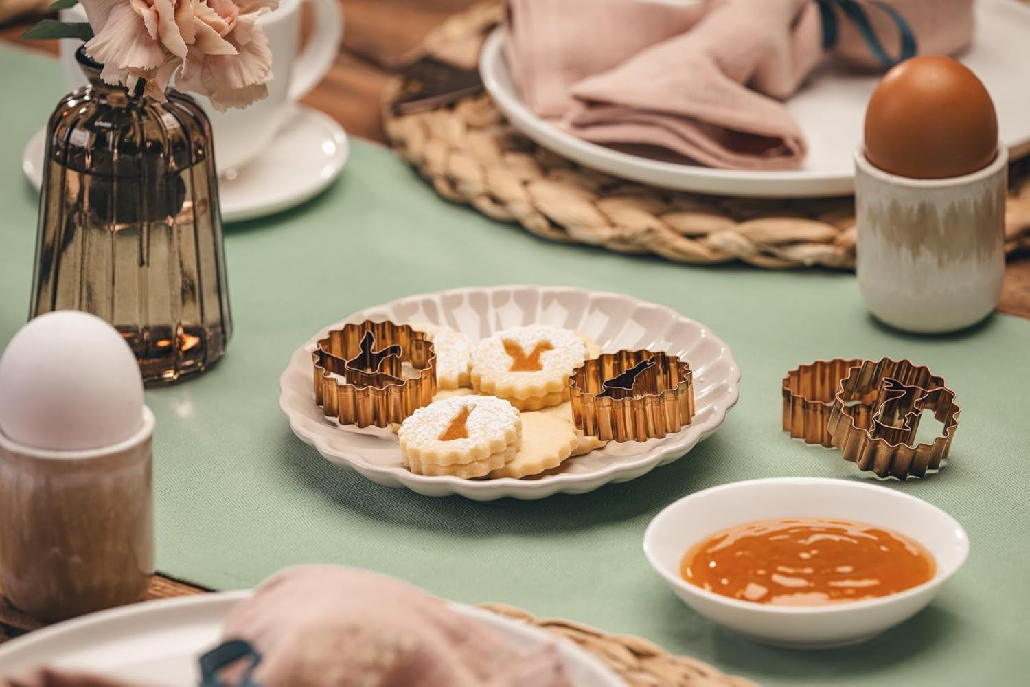 Set de forme pentru biscuiți Dr. Oetker Linzer Iepuraș – Manufactură vintage de Paște, 4 piese, Oțel inoxidabil de înaltă calitate, Proiectat în Germania