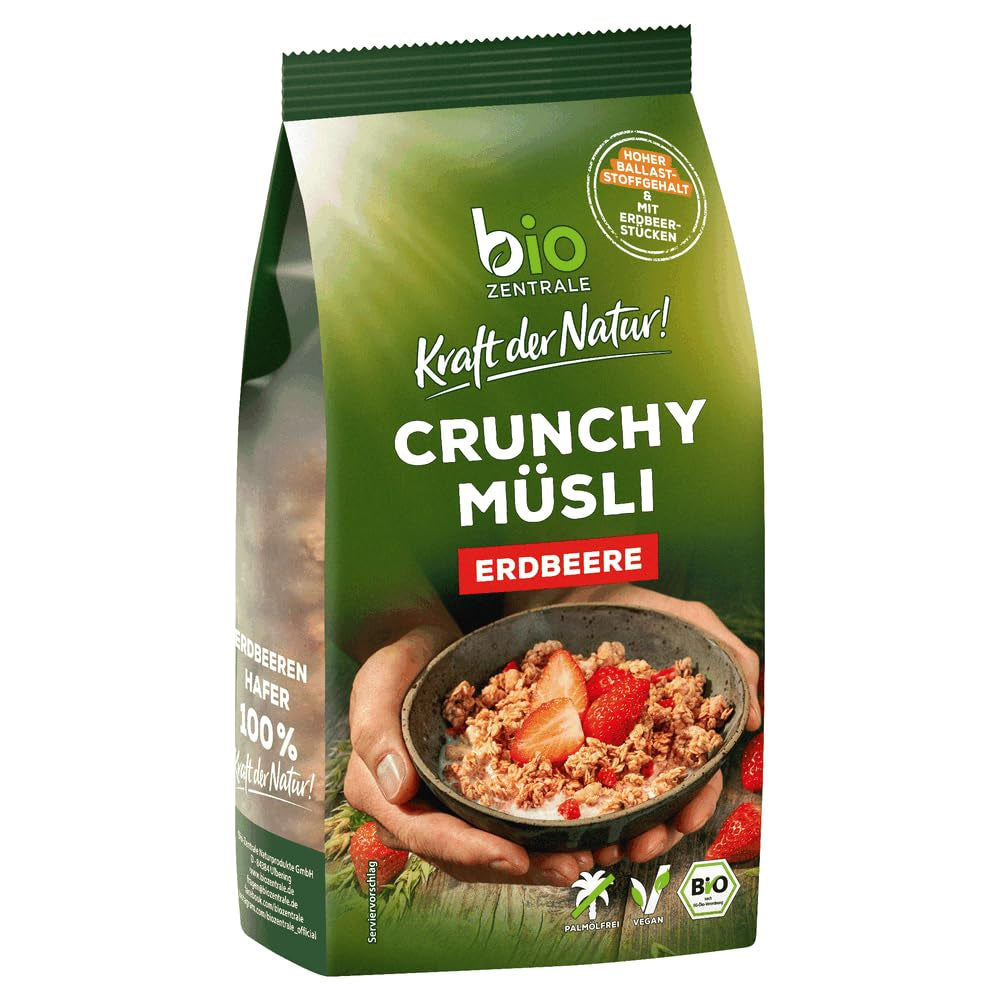 Crispy muesli with berries Biozentrale | 375 g organic Muesli | Ideal for breakfast and your cup of takeaway muesli | An alternative to muesli bars