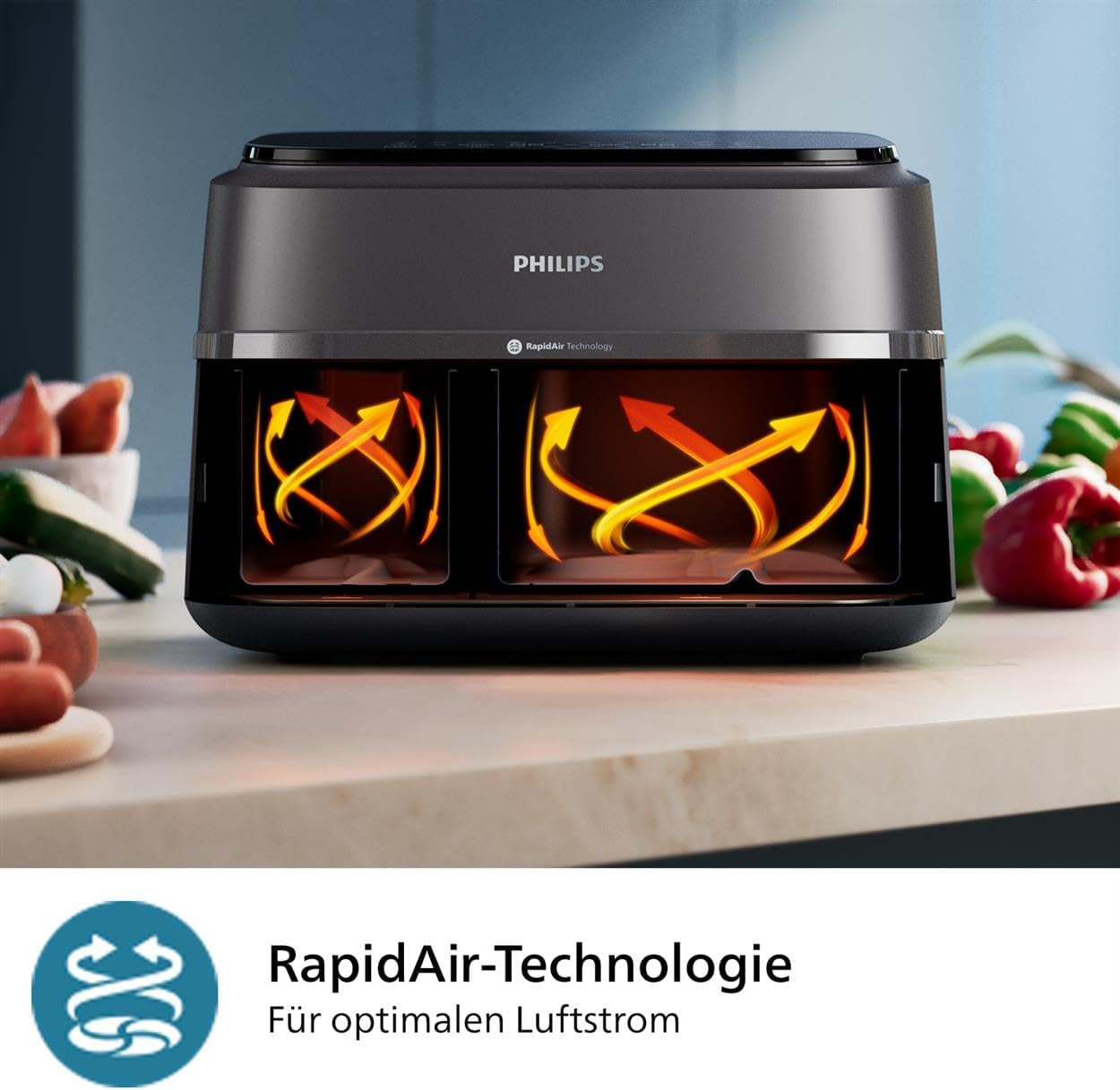 Philips Airfryer Dual Basket 3000 Series, 9L, 2 baskets, 2 dishes ready at the same time, Rapidair technology plus hot air Appliances Naty Shop