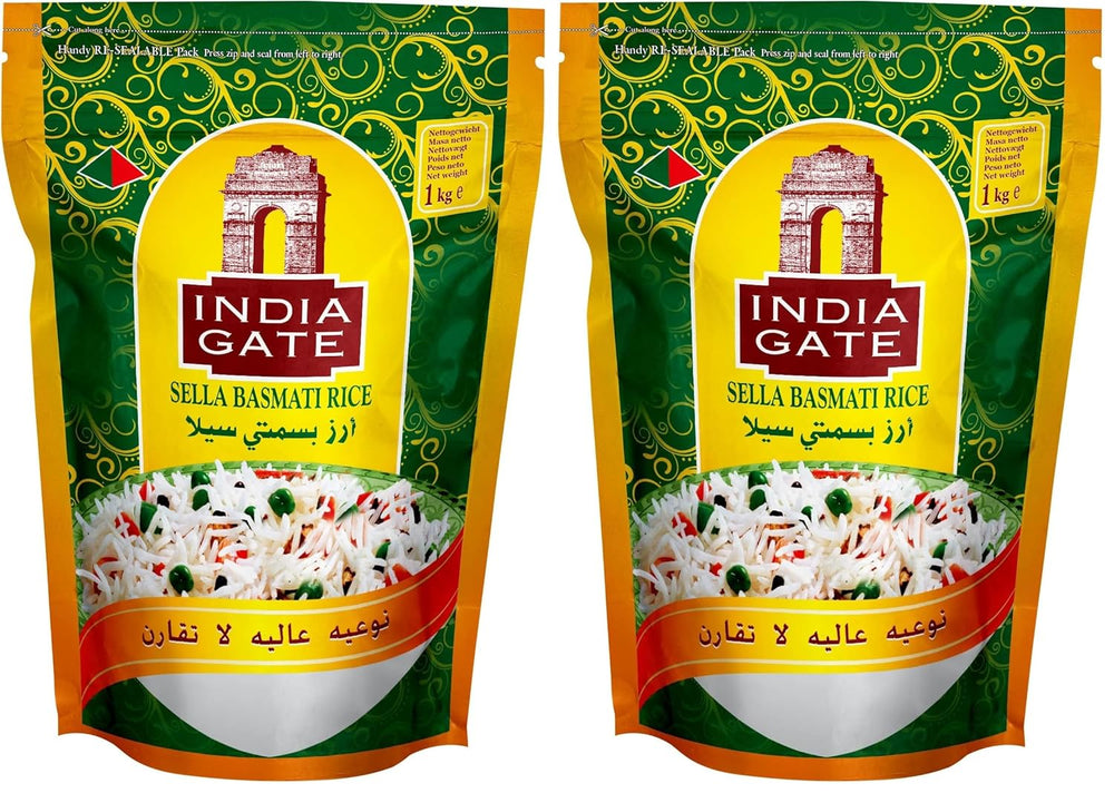 INDIA GATE Sella Basmati rice, pre-cooked (from India, fine long grain), flavored, bulk pack - 1 pack (1 x 1 kg)
