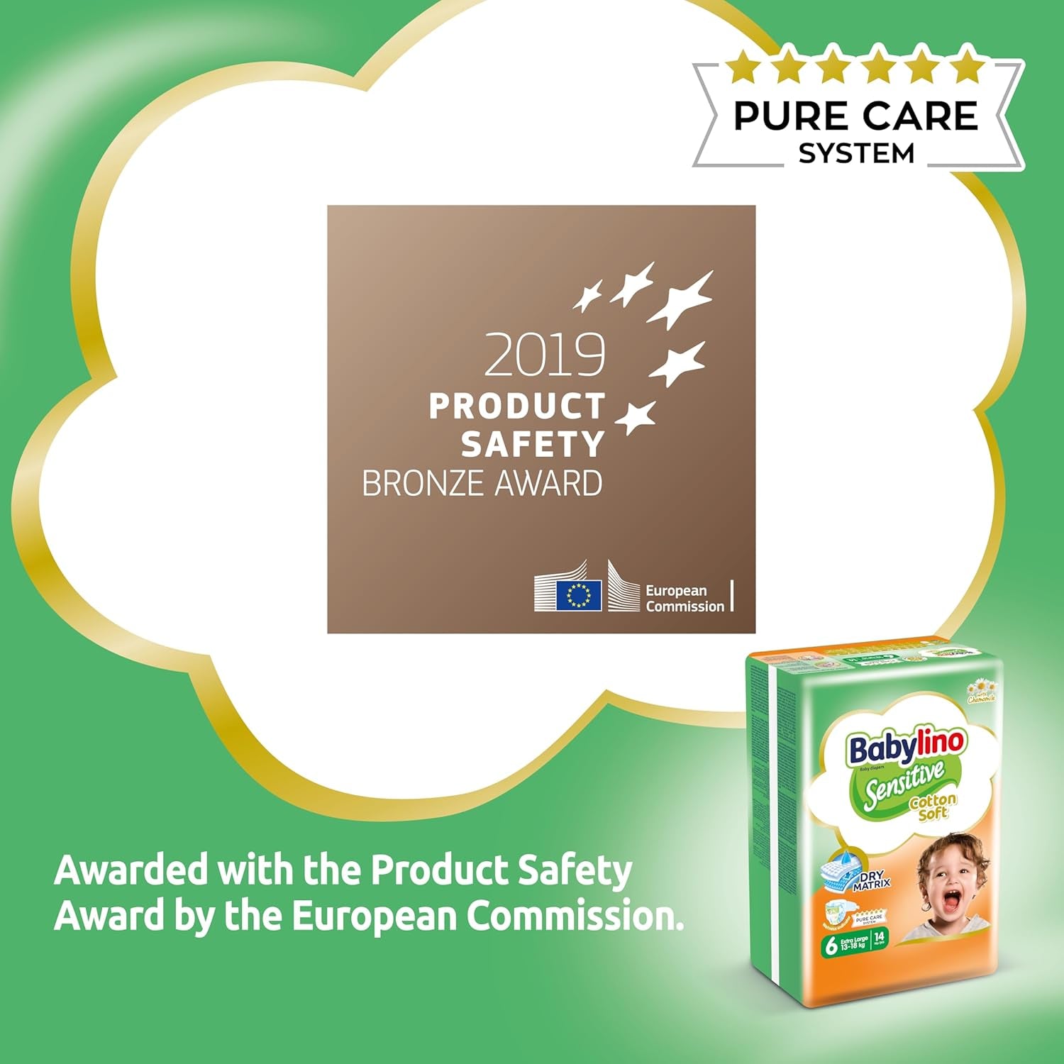 Diapers for sensitive babies, size 6, extra large (13-18 kg), 114 diapers