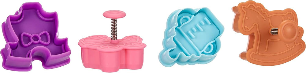 Set de forme de biscuiți cu tematică de bebeluși și ejector, 4 piese, plastic, multicolore, 13 x 13 x 4 cm, 4 unități